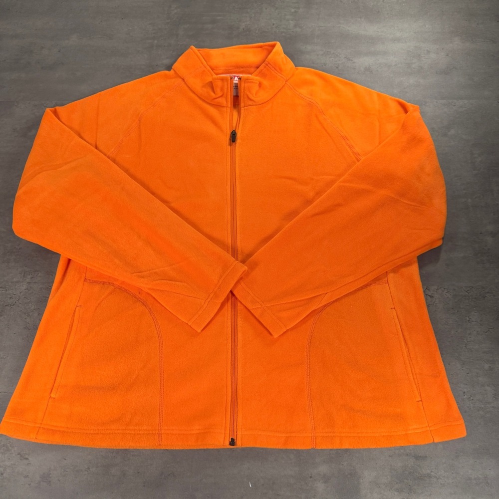 Team 365 Fleece Jacket Women 2XL Neon Orange Full Zip Mock Neck Safety High Vis